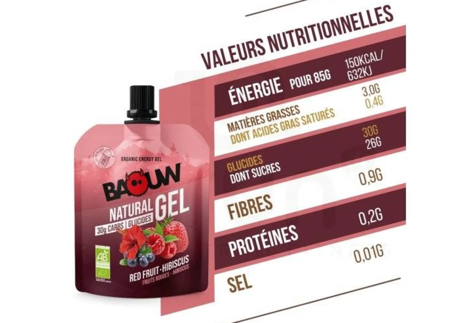 Baouw Gels^Gel naturel bio - Fruits rouges - Hibiscus