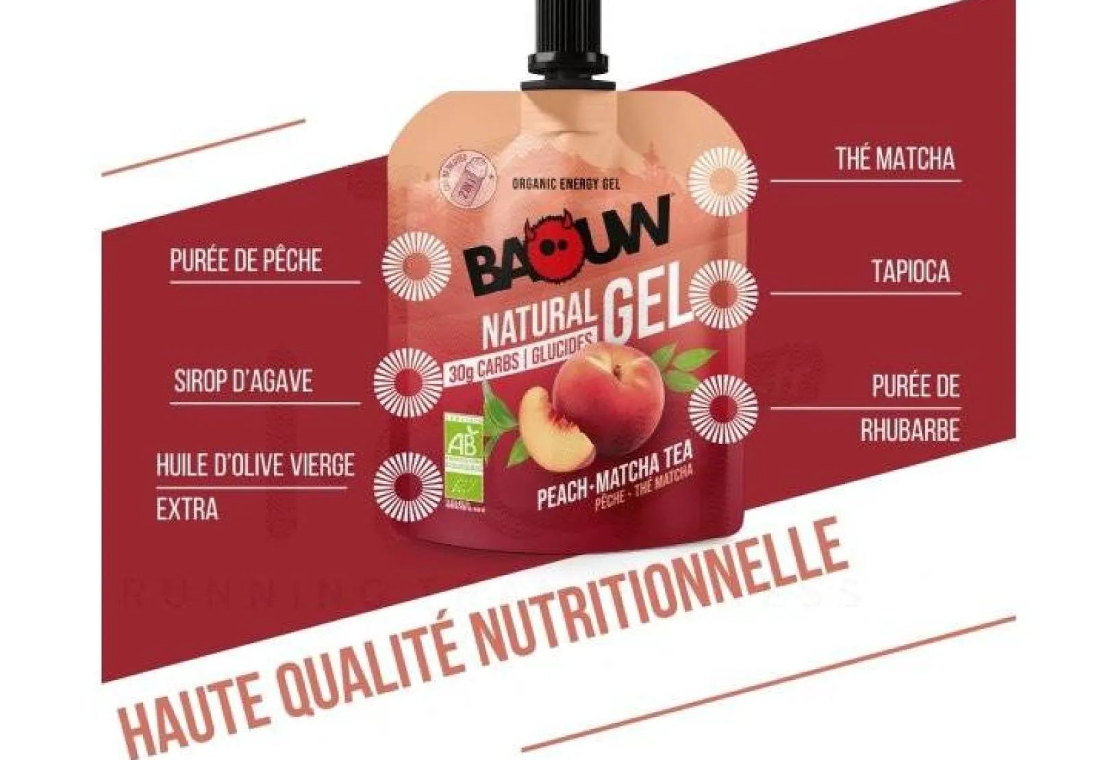 Baouw Gels^Gel naturel bio - Pêche - Thé matcha