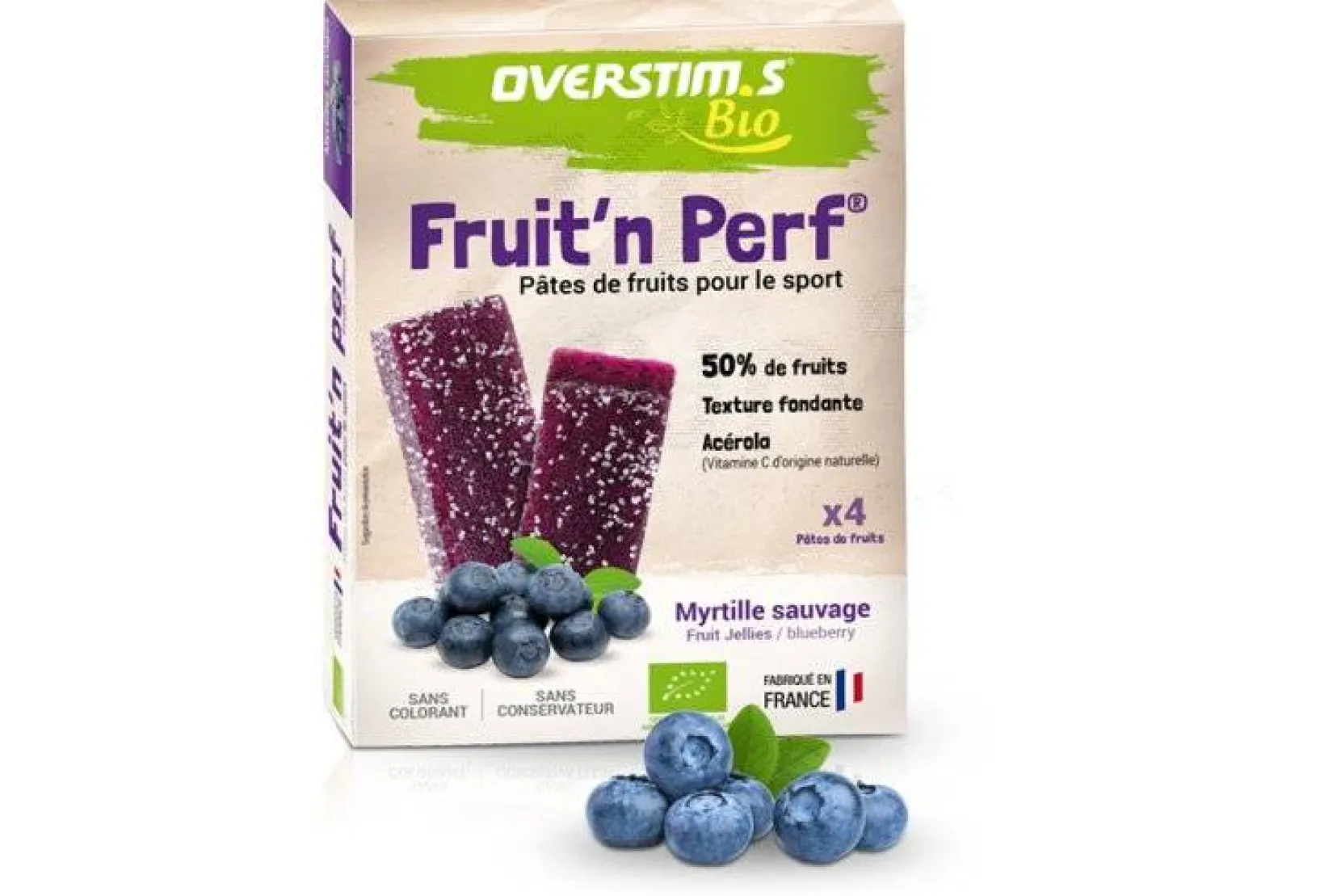 OVERSTIMS Barres^Étuis 4 barres Fruit'n Perf Bio - Myrtille sauvage